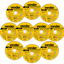 Carregar imagem no visualizador da galeria, Disco de Corte 230mm 9" Vonder DCV para Metal e Aço Inox Kit 10 Unidades Esmerilhadeira Profissional 2mm