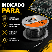 Carregar imagem no visualizador da galeria, Estanho de Solda Bestfer 1,0mm 40g para Eletrônica