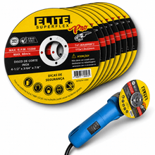 Carregar imagem no visualizador da galeria, Kit 10 Discos de Corte Elite Superflex Pro 115mm para Inox e Aço