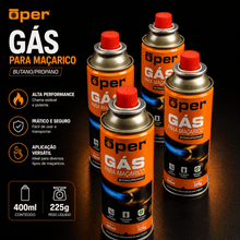 Carregar imagem no visualizador da galeria, Refil Gás Butano 400ml para Maçarico 225g Open 4un