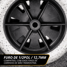 Carregar imagem no visualizador da galeria, Pneu Maciço Carrinho de Mão 3.25x8 Furo 1/2 (12,7mm) Tramontina Reforçado Não Fura
