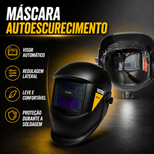 Carregar imagem no visualizador da galeria, Máscara de Solda Automática Vonder Autoescurecimento Visor Escurecimento Automático Regulagem Ajustável