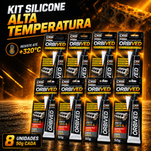 Carregar imagem no visualizador da galeria, Kit 8 Silicone Preto Alta Temperatura Orbived 50g Motor Junta Vedação Automotiva Cárter Câmbio Coletor 400g
