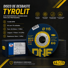 Carregar imagem no visualizador da galeria, Disco Desbaste 4.1/2 Lixadeira Esmerilhadeira Serralh/ 10pçs