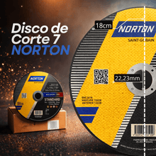 Carregar imagem no visualizador da galeria, Disco de Corte 7 Norton 50un Aço Carbono Profissional 180mm