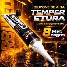 Carregar imagem no visualizador da galeria, Kit 8 Silicone Preto Alta Temperatura Orbived 50g Motor Junta Vedação Automotiva Cárter Câmbio Coletor 400g
