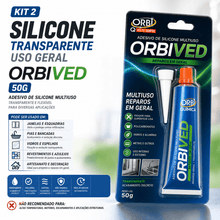 Carregar imagem no visualizador da galeria, Kit 2 Silicone Transparente Multiuso Orbived 50g Uso Geral