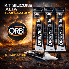 Carregar imagem no visualizador da galeria, Kit 3 Silicone Preto Alta Temperatura Orbived 50g Motor Junta