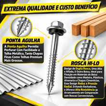 Carregar imagem no visualizador da galeria, Parafuso para Telha Ponta Agulha 5,5x63mm Rosca Hi-Lo com Arruela EPDM 100 Unidades