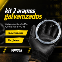 Carregar imagem no visualizador da galeria, Kit 2 Arames Galvanizados Vonder BWG 18 1,24mm 10 Metros Cada