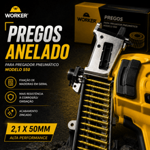 Carregar imagem no visualizador da galeria, 300 Pregos Anelado em Rolo Galvanizado P/ Pregador 550 300un
