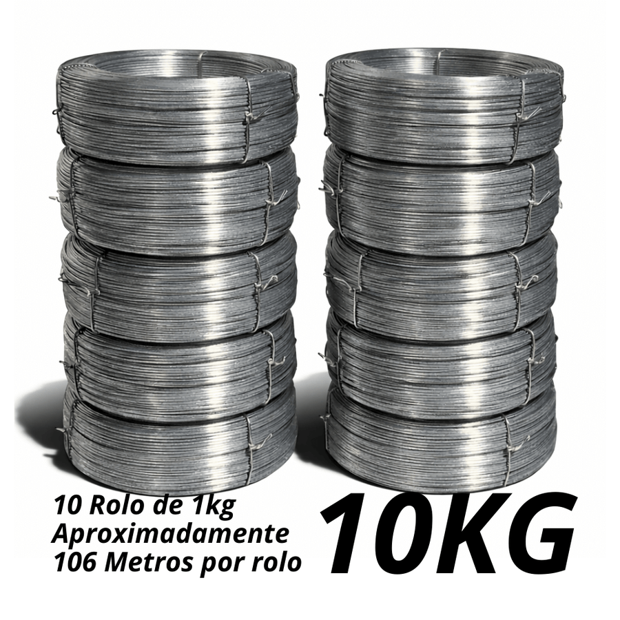 10 Arames Galvanizado 18 BWG Kit 10 Rolos 1kg Total 10kg