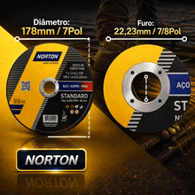 Carregar imagem no visualizador da galeria, Disco de Corte 7 Norton 50un Aço Carbono Profissional 180mm
