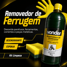 Carregar imagem no visualizador da galeria, Kit Vonder Desengraxam-te e Removedor de Ferrugem 1L + Luva e Esponja
