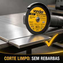 Carregar imagem no visualizador da galeria, Disco de Corte 230mm 9" Vonder DCV para Metal e Aço Inox Kit 10 Unidades Esmerilhadeira Profissional 2mm
