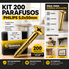 Carregar imagem no visualizador da galeria, Parafuso Soberba Philips 5,0x50mm 200un Aco Zincado Madeira
