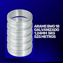 Carregar imagem no visualizador da galeria, 5 Arames Galvanizado 18 BWG Kit 5 Rolos 1kg Total 5kg 525m
