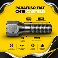Carregar imagem no visualizador da galeria, Jogo 16 Parafusos Roda Fiat Castelo Ch19 Rosca M12 1,25
