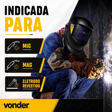 Carregar imagem no visualizador da galeria, Máscara de Solda Automática Vonder Autoescurecimento Visor Escurecimento Automático Regulagem Ajustável

