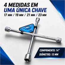 Carregar imagem no visualizador da galeria, Chave de Roda em Cruz 17 19 21 23mm Aço Reforçado 14 Polegadas Diâmetro 15mm Lotus Ref. 5710 Plus
