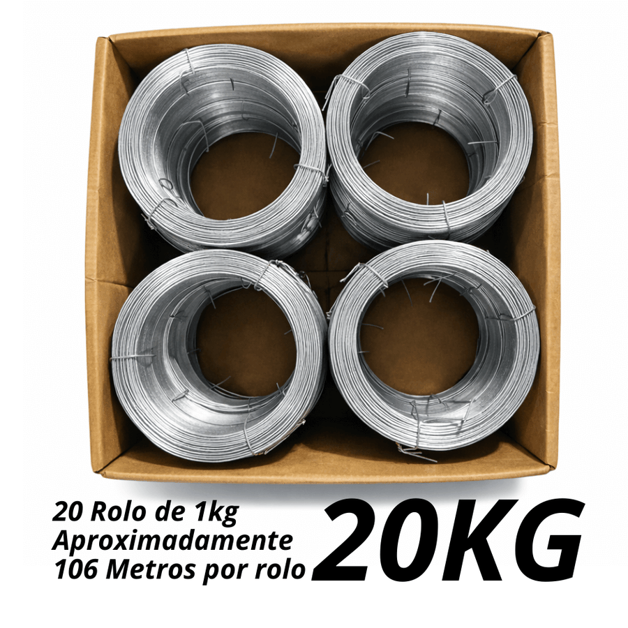 20 Arames Galvanizado 18 BWG Kit 20 Rolos 1kg Total 20kg