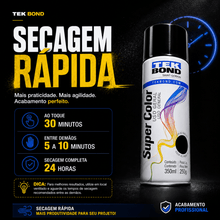 Carregar imagem no visualizador da galeria, Tinta Spray Preto Brilhante Tekbond Uso Geral 350ml
