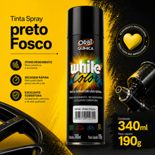 Carregar imagem no visualizador da galeria, Tinta Spray Preto Fosco Orbi Química Uso Geral 340ml
