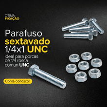 Carregar imagem no visualizador da galeria, Jogo 200 Parafusos Sextavados 1/4x1 Galvanizados Aço Zincado
