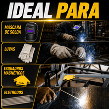 Carregar imagem no visualizador da galeria, Kit Solda Máscara Automática Autoescurecimento + Luva Raspa + 1 Esquadro Magnético + 10 Eletrodos
