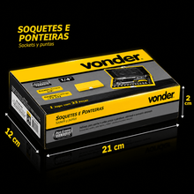 Carregar imagem no visualizador da galeria, Jogo Soquetes e Ponteiras Vonder 1/4 33 Peças com Catraca, Extensões e Maleta Metálica para Ferramentas e Manutenção Pro
