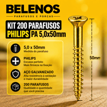 Carregar imagem no visualizador da galeria, Parafuso Soberba Philips 5,0x50mm 200un Aco Zincado Madeira
