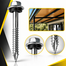 Carregar imagem no visualizador da galeria, Parafuso para Telha Ponta Agulha 5,5x63mm Rosca Hi-Lo com Arruela EPDM 100 Unidades
