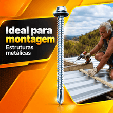 Carregar imagem no visualizador da galeria, Parafuso Autoperfurante 12x3.1/2 para Telhado 5,5x90mm Autobrocante Rosca Dupla com Vedação Caixa 50 Unidades

