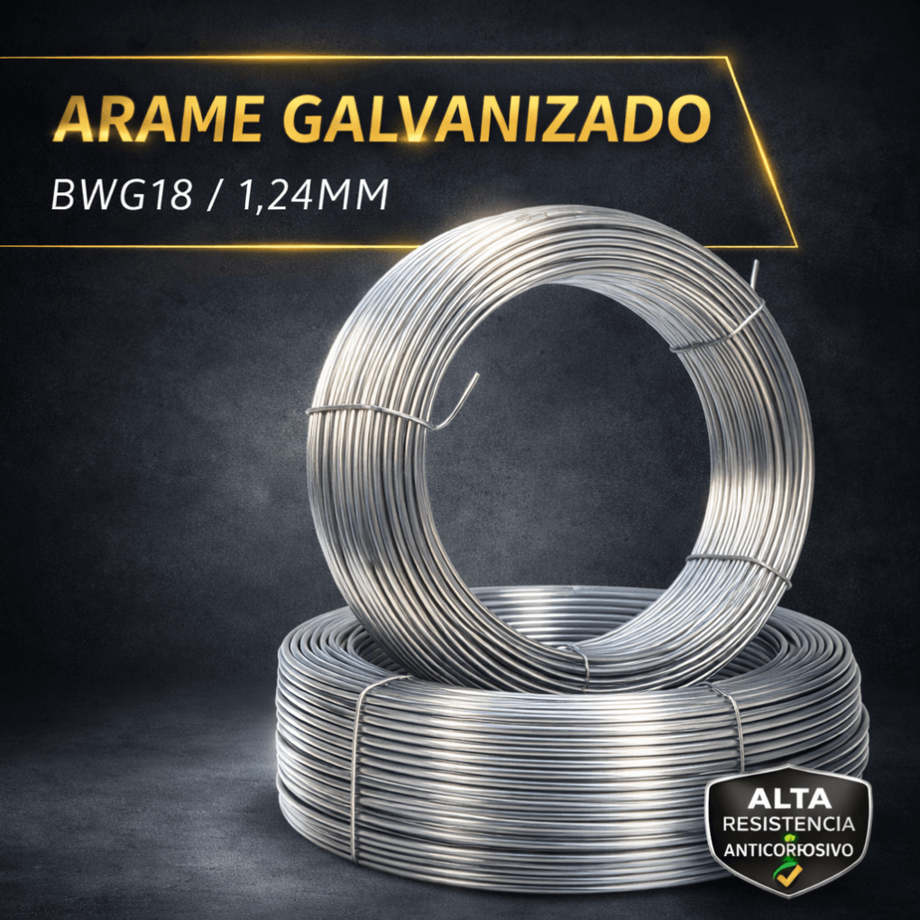 Kit 6 Arames Galvanizado 18 BWG 6kg 630m 6 Rolos