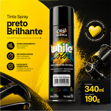 Carregar imagem no visualizador da galeria, Tinta Spray Preto Brilhante Orbi Química Uso Geral 340ml
