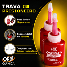 Carregar imagem no visualizador da galeria, 2 Trava Rosca OrbiFix X4 Orbi Química 10g Torque Alto Para Parafusos Prisioneiros Fixação Resistência Mecânica Oficina
