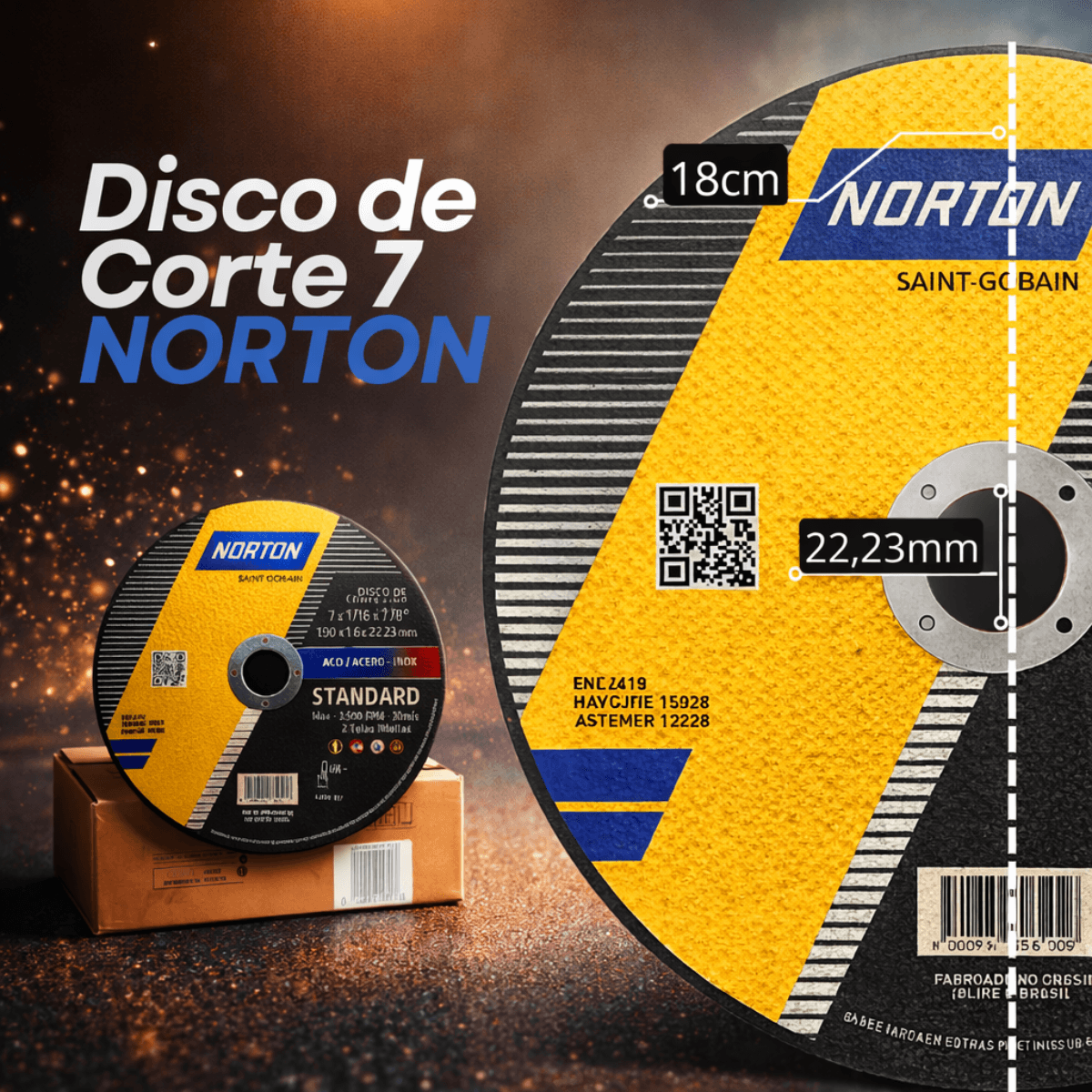 Disco de Corte 7 Norton 50un Aço Carbono Profissional 180mm