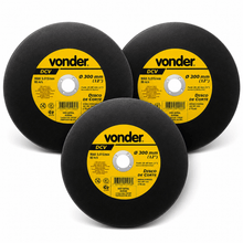 Carregar imagem no visualizador da galeria, Disco de Corte Vonder DCV 300mm 12" 2,8mm Furo 25,4mm Policorte Kit 3 Unidades Aço Metal Inox Profissional
