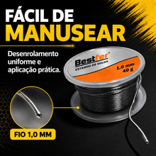Carregar imagem no visualizador da galeria, Estanho de Solda Bestfer 1,0mm 40g para Eletrônica
