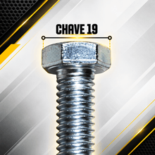 Carregar imagem no visualizador da galeria, Parafuso Sextavado 3/8 x 1 Pol 50mm Galvanizado 100un Chave 19mm Rosca NC Fixação Metálica Profissional Alta Resistência
