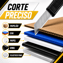 Carregar imagem no visualizador da galeria, Kit 200 Lâminas para Estilete 18mm Bestfer Aço Segmentada 7 Partes Corte Papelão EVA Papel Vinil Plástico Profissional
