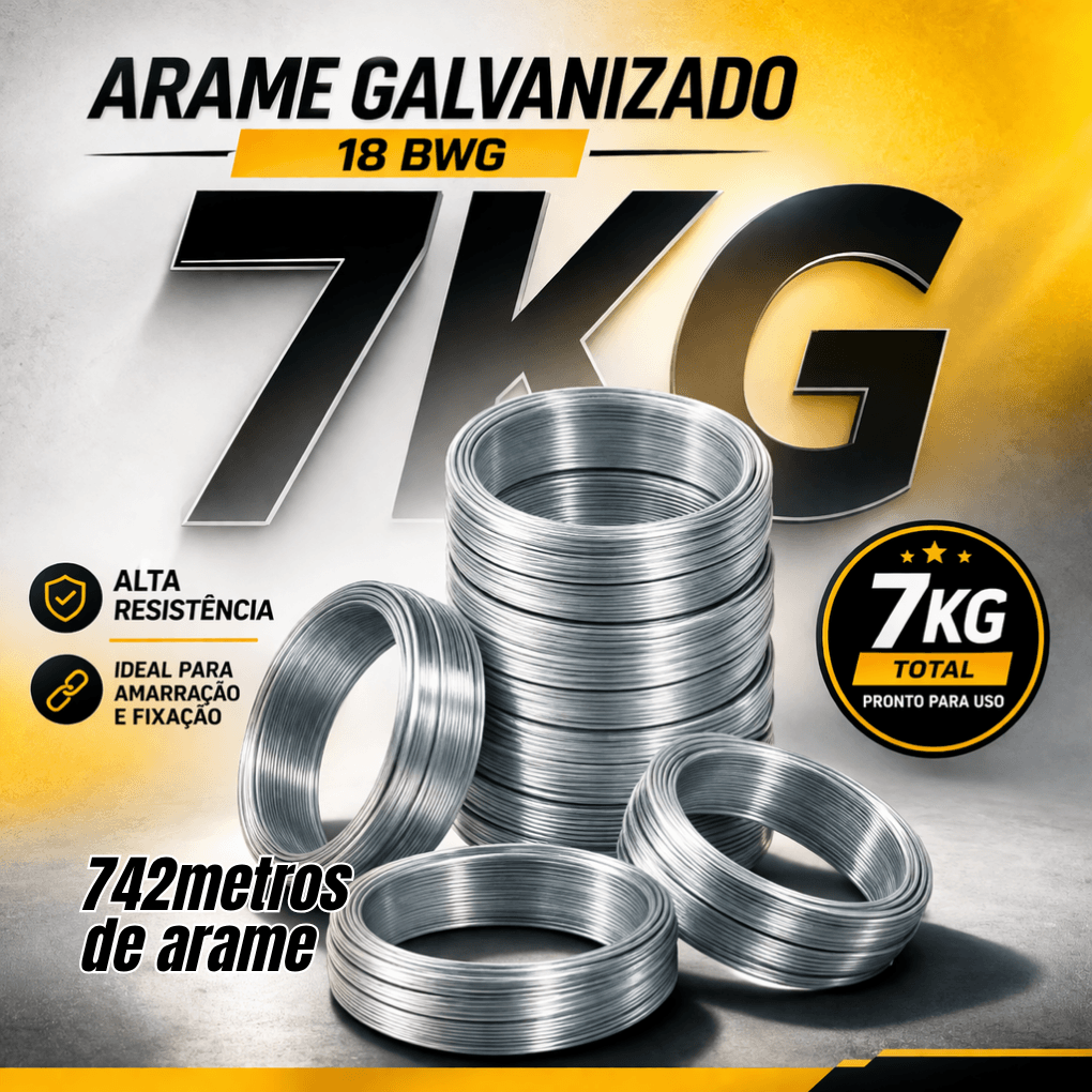 Kit 7 Arames Galvanizado 18 BWG 7kg 735m 7 Rolos