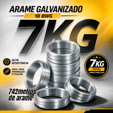 Carregar imagem no visualizador da galeria, Kit 7 Arames Galvanizado 18 BWG 7kg 735m 7 Rolos
