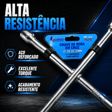 Carregar imagem no visualizador da galeria, Chave de Roda em Cruz 17 19 21 23mm Aço Reforçado 14 Polegadas Diâmetro 15mm Lotus Ref. 5710 Plus
