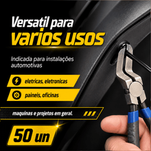 Carregar imagem no visualizador da galeria, Abraçadeira de Nylon Tipo T Preta 5x94mm Kit 50 Unidades Presilha de Fixação para Forro Automotivo Painel
