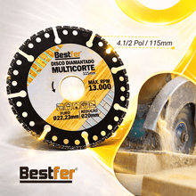 Carregar imagem no visualizador da galeria, Disco Diamantado Corta Tudo 4.1/2 Serra Circular Multicorte Kit 3 Unidades Bestfer
