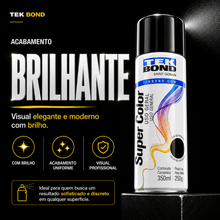 Carregar imagem no visualizador da galeria, Tinta Spray Preto Brilhante Tekbond Uso Geral 350ml
