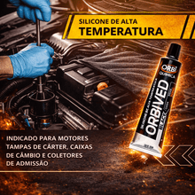 Carregar imagem no visualizador da galeria, Kit 3 Silicone Preto Alta Temperatura Orbived 50g Motor Junta
