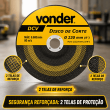 Carregar imagem no visualizador da galeria, Disco de Corte 230mm 9" Vonder DCV para Metal e Aço Inox Kit 10 Unidades Esmerilhadeira Profissional 2mm
