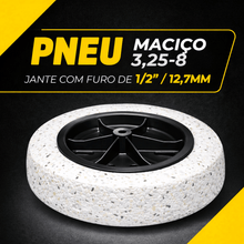 Carregar imagem no visualizador da galeria, Pneu Maciço Carrinho de Mão 3.25x8 Furo 1/2 (12,7mm) Tramontina Reforçado Não Fura
